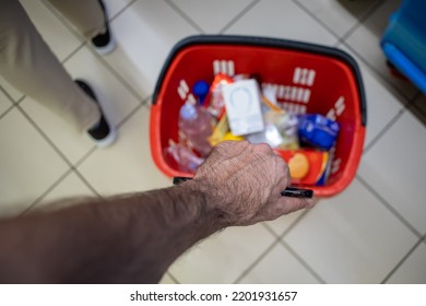 Shopper's Hand With Supermarket Trolley