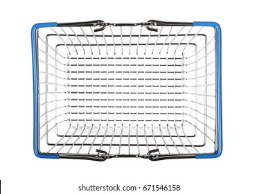 Shopping Basket Isolated On White Background, Top View