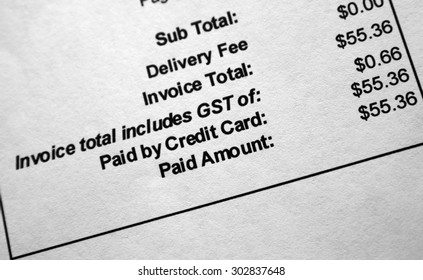 Shopping Bill Invoice Closeup