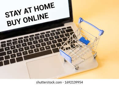 Shopping Car With Computer Concept Buy Online In Quarantine