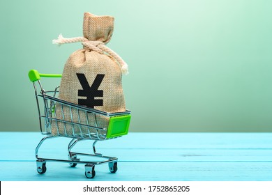 Shopping Cart With A Bag With RMB Symbol