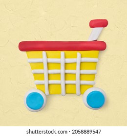 Shopping Cart Clay Icon Cute Handmade Marketing Creative Craft 