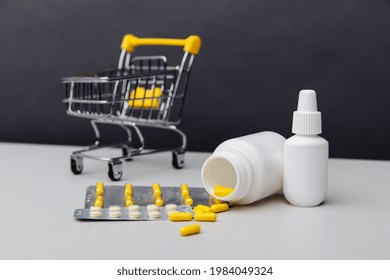 Shopping Cart With Compounded Prescription Medications Shipped From A Mail Order Pharmacy