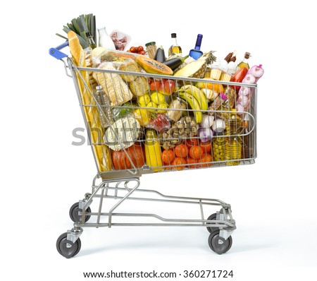 Shopping cart full of food
