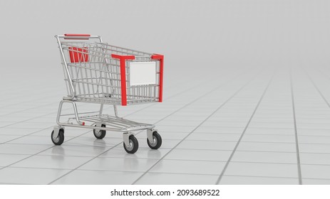 Shopping Cart Mockup White Backgrpund