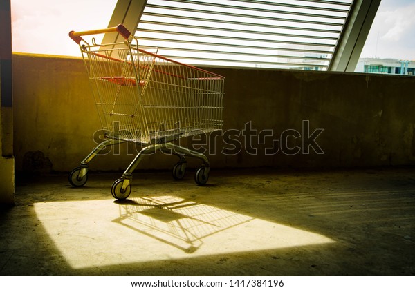 Shopping cart in the parking\
area.