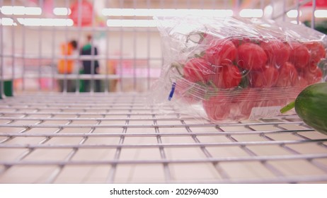 Shopping Cart Perspective In Grocery Store POV