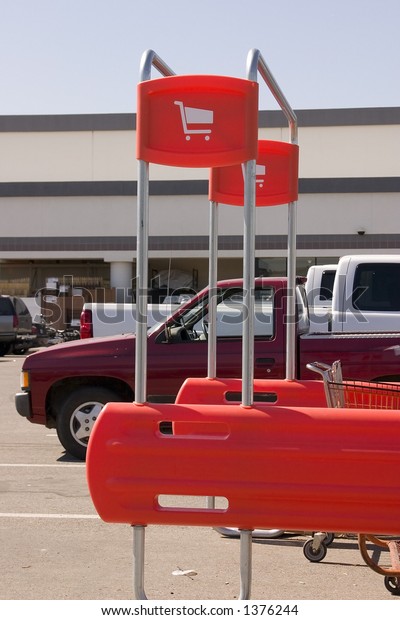 Shopping Cart Signs in the\
Parking Lot