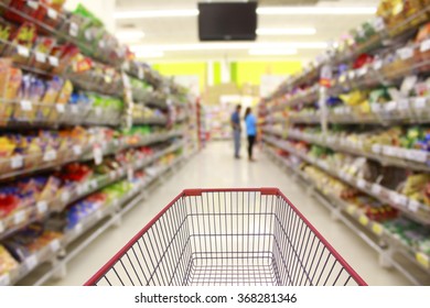 Shopping cart in supermarket. - Shutterstock ID 368281346