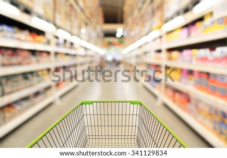 Shopping cart in supermarket.