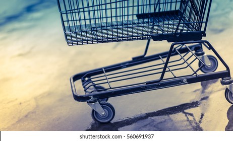 Shopping Cart Trolley Supermarket In A Vintage Style.