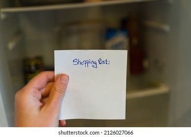 Shopping List And Empty Fridge Background