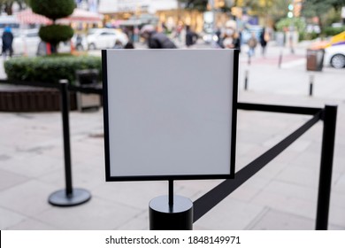 Shopping Mall Entrance Barricade Separated Sequence People Entrance Layout White Blank Board