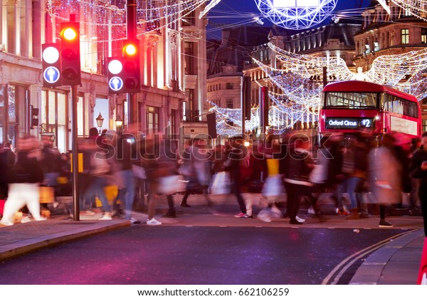 Shopping Oxford Street London Christmas Day Stock Photo (Edit Now