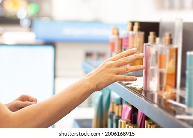 Shopping For Perfume At Duty Free Airport Store