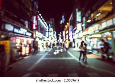 Shopping In Seoul City Street - Blurred For Background