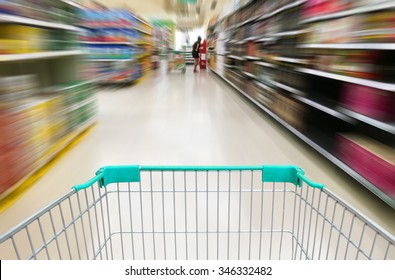 shopping at supermarket with trolley