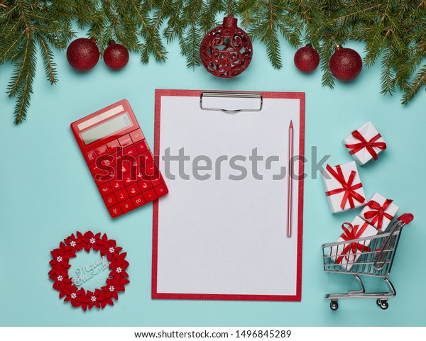 Shopping Trolley Gift Boxes Clipboard Blank Stock Photo Edit Now