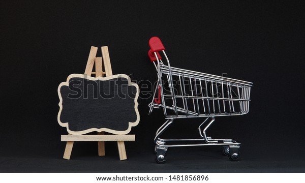 Download Shopping Trolley Mockup Black Chalk Board Stock Photo Edit Now 1481856896