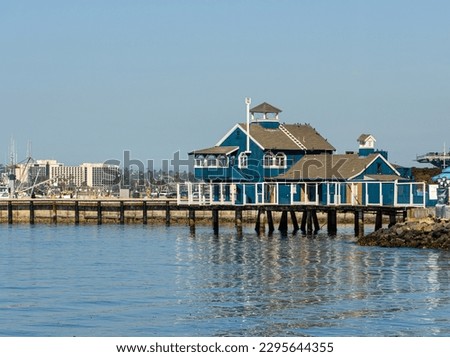 Shops and Restaurants Along The Waterfront in Seaport Village, San Diego, California, UISA
