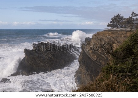 Shore Acres is a very popular place to watch giant waves crash against the rocky shore line.