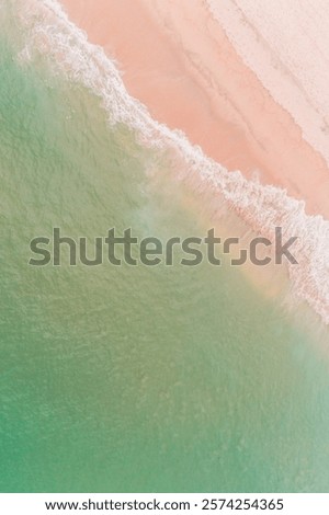 Similar – Image, Stock Photo zenithal aerial view of a beach in summer with bathers, water skates and thatched beach umbrellas for rent, handicapped access ramp and lookout tower seen from above, drone view