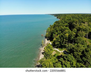 Shore Of Lake Erie Beach Drone View