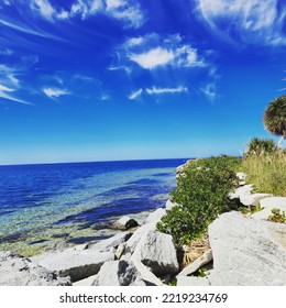 Shore Line At Howard Beach In Tarpon Springs Florida.