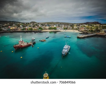 Shore On The Island Of San Cristobal In Galapagos Islands, Ecuador. Aerial Shot