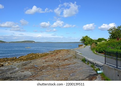 Shore Path, coastal path in American town of Bar Harbor, Maine. USA - Shutterstock ID 2200139511