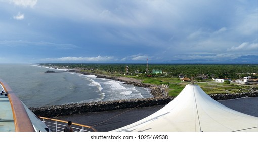 The Shore Of A Sea Port In Chiapas, Mexico View From A Cruise Ship