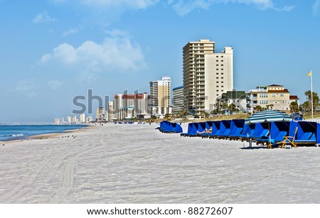 The shoreline of a beach at Panama City Beach, Florida.