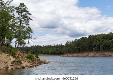 The Shoreline Of Broken Bow Lake In Oklahoma.