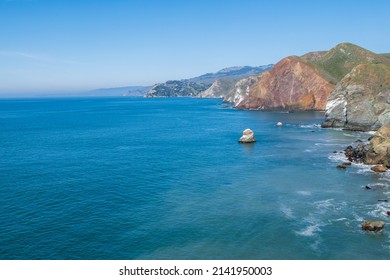 Shoreline at Marin Headlands, USA, in Sausalito', recreation area on a blue sky day and lots of copy space
