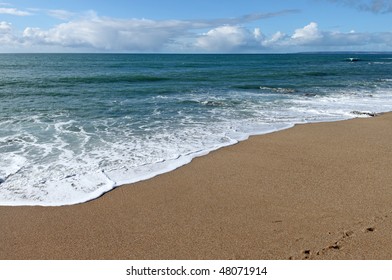 The shoreline on Porthleven beach, Cornwall UK.