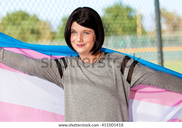 Short Black Hair Transgender Girl Pride Stockfoto Jetzt