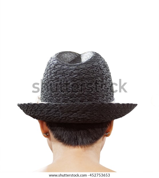 Short Blackhair Girl Wearing Classic Hat Stock Photo Edit Now