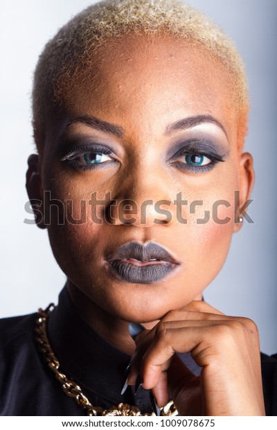 Short Blond Hair Ebony Model Stock Image Download Now