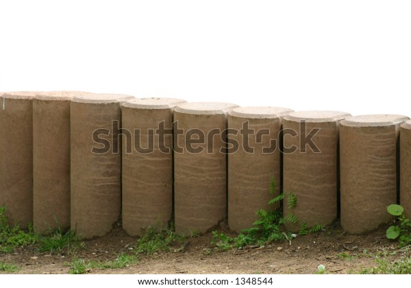 Short concrete post\
fence