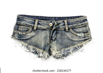 Short Denim Shorts Worn Frayed Edges