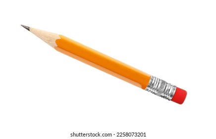 Short graphite pencil with eraser isolated on white. School stationery - Powered by Shutterstock