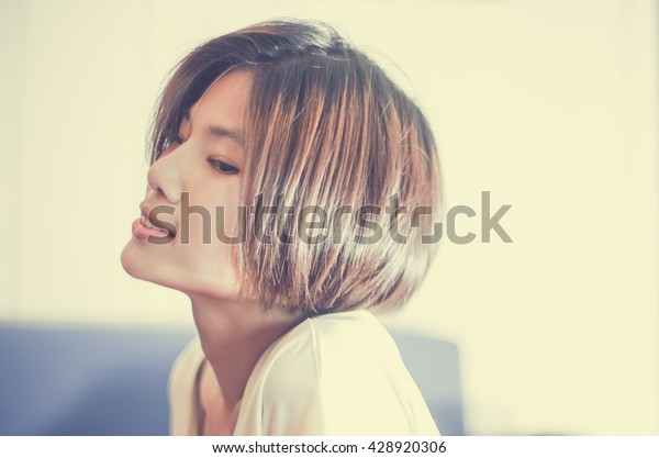 Short Hair Asian Chinese Girl Vintage Stock Photo Edit Now 428920306