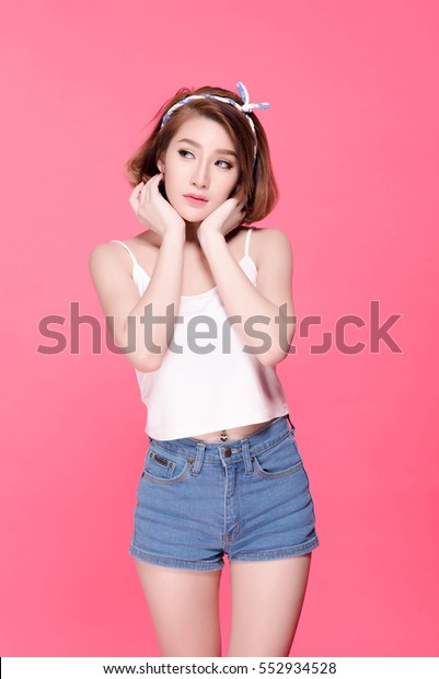 Short Hair Asian Young Beautiful Woman Stock Photo Edit Now