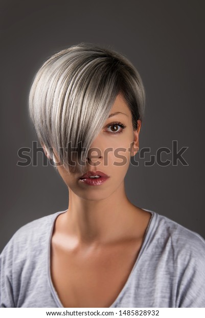Short Hair Style Hair Cut Grey Stock Photo Edit Now 1485828932