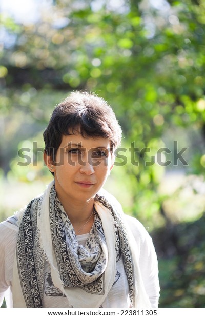 Short Haired Brown Eyed Girl Posing Stock Photo Edit Now 223811305