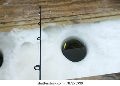 Short Ice Fishing Pole -- Ice Fishing On Lake Of The Woods In Minnesota