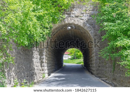 Image, Stock Photo old road with tunnel on the shores of Lake Garda