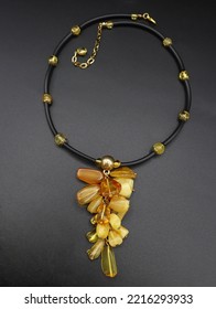 Short Necklace Made Of Natural Amber - Choker With Bunch Of Amber - Multicolor Ukrainian Amber Raw - Handmade Jewelry