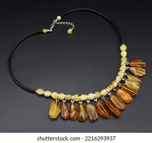 Short Necklace Made Of Natural Amber - Choker With Bunch Of Amber - Multicolor Ukrainian Amber Raw - Handmade Jewelry