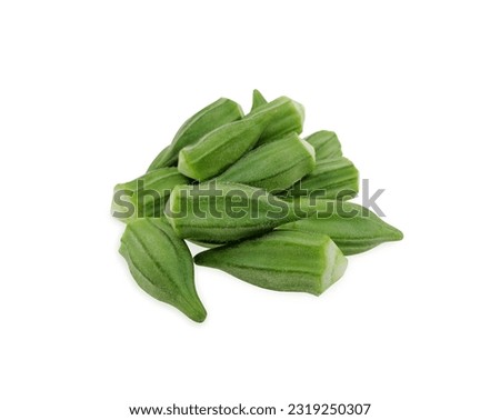 short okra, fresh Egyptian okra small size ready for cooking isolated on white background